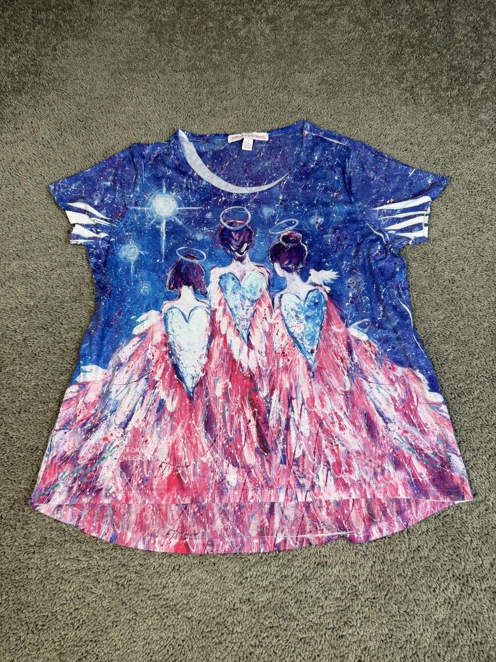 Leoma Lovegrove Tunic Womens XL Blue Angels Crew Neck Polyester Stretch